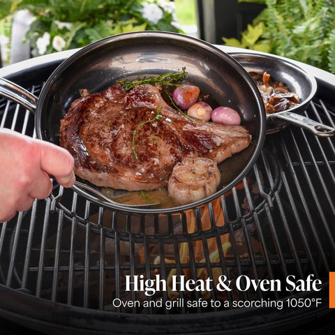 Hestan NanoBond beside utensils to show compact size and easy storage in busy kitchens