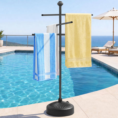 Hestiasko front view of towel rack showing full frame and stable design benefit