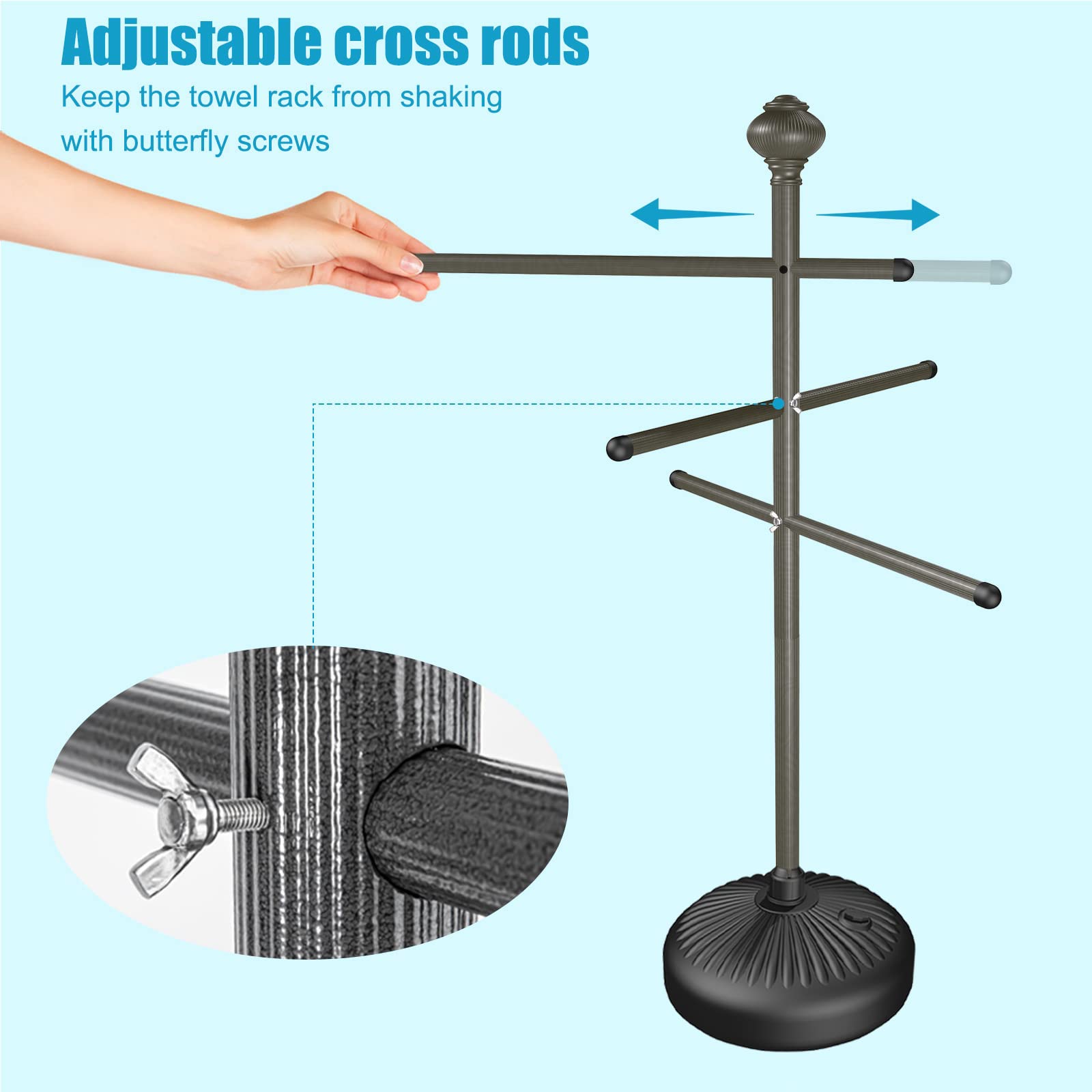 Hestiasko towel rack in use poolside showing organized drying benefit
