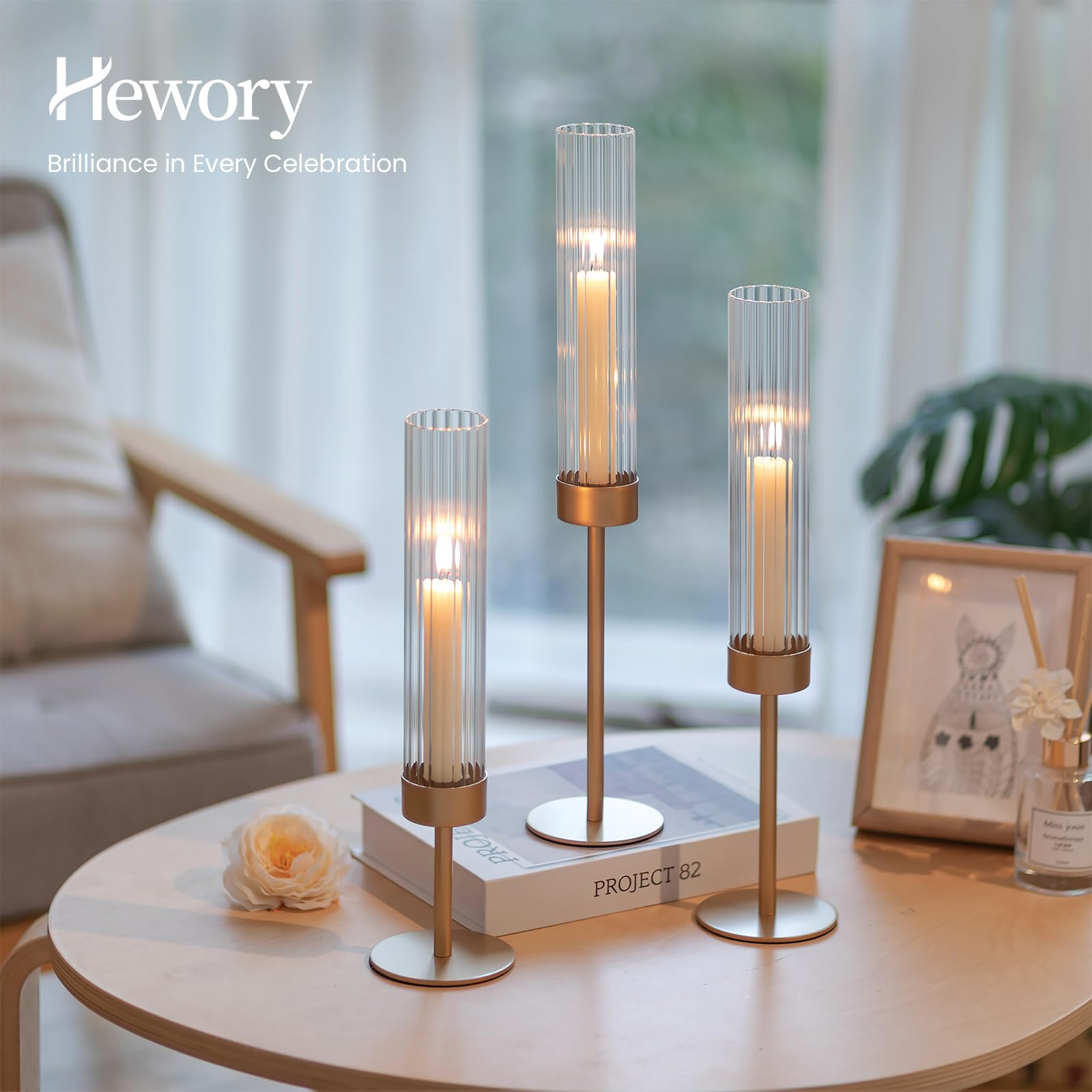Hewory set used as a dining table centerpiece adding warm layered ambience