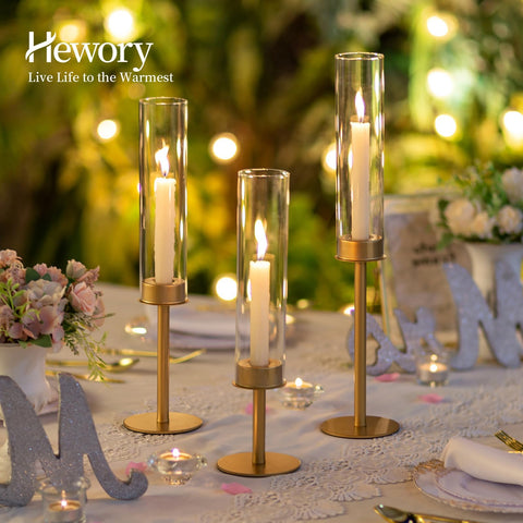 Hewory display of three varied heights showing layered visual impact benefit