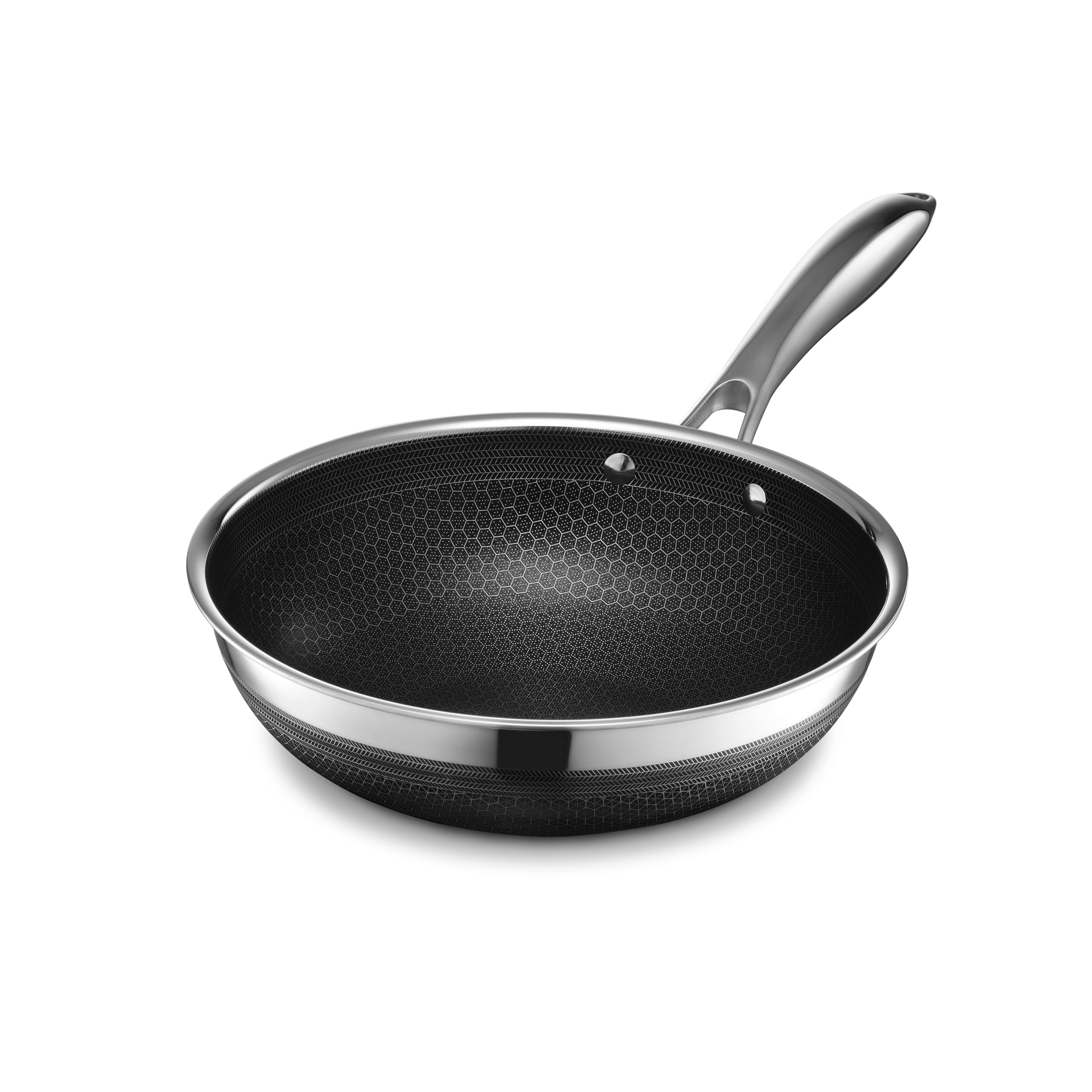 HexClad 10-inch wok front view showing cooking surface and shape for versatile meals