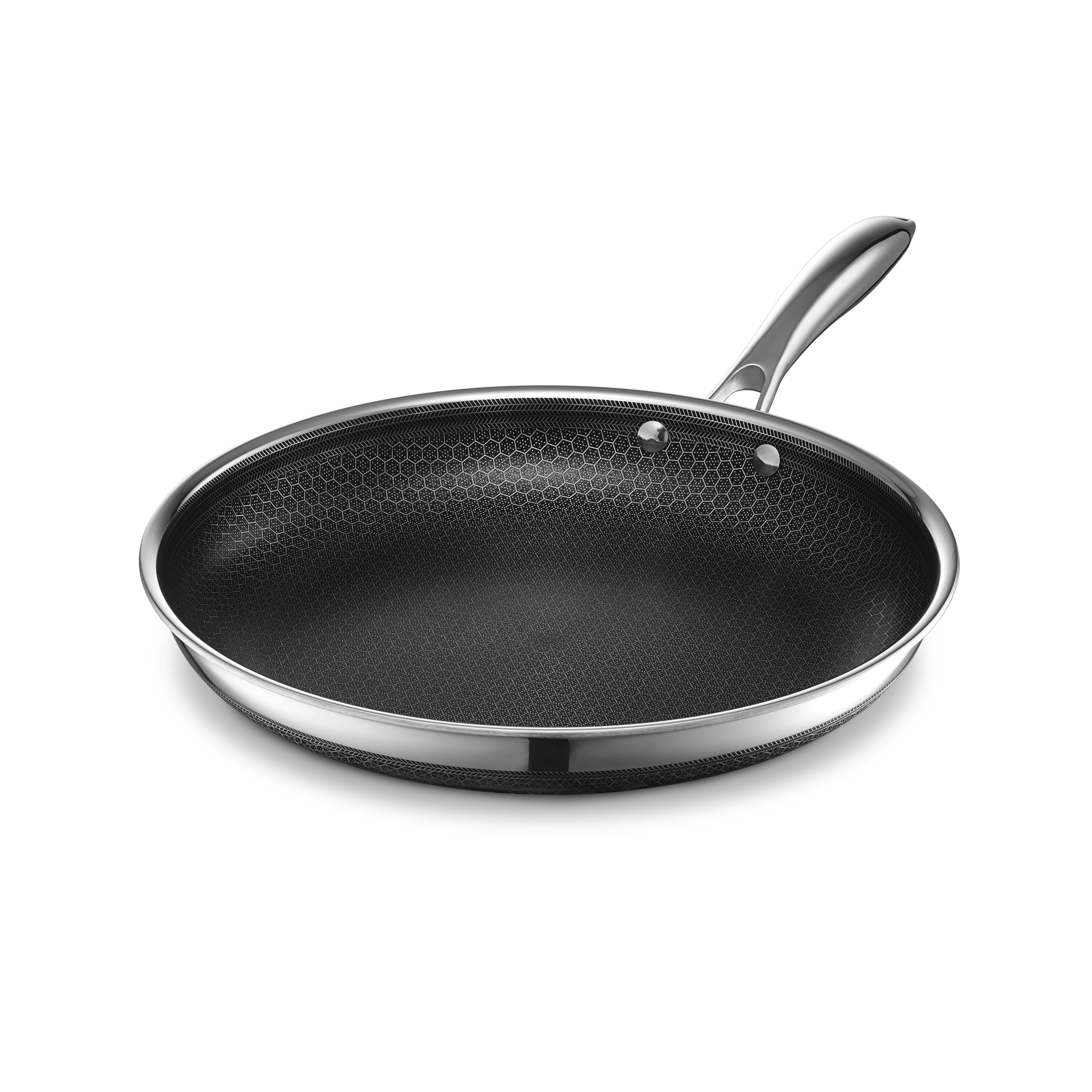 HexClad 12-inch front view showing pan face and durable finish for everyday cooking