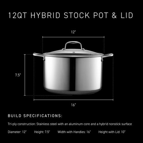 HexClad 12QT side profile showing depth and even heating benefit