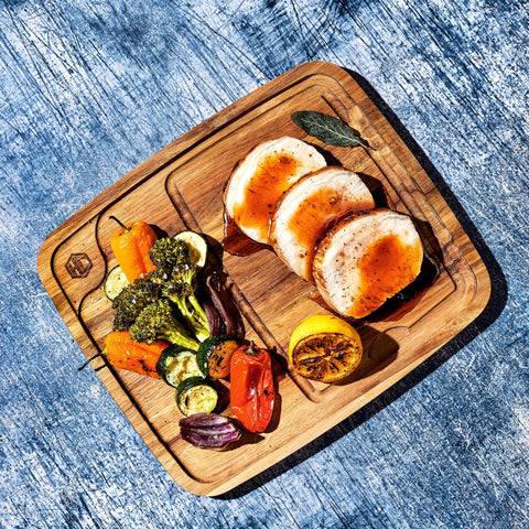 HexClad Bistecca on table in a dinner setting adding warm, rustic ambiance