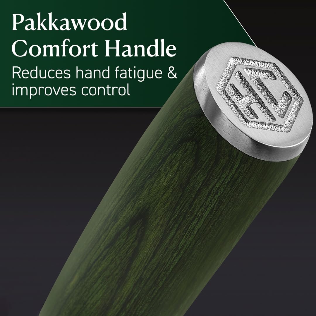 HexClad cleaver held in hand showing size and control benefit