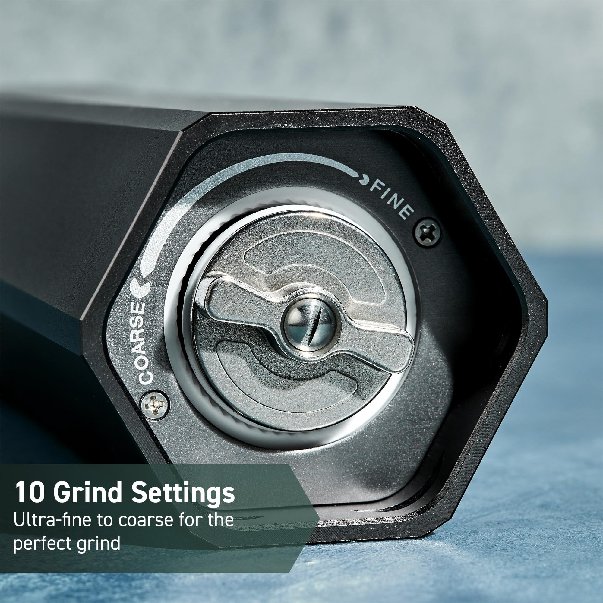 HexClad HexMill ceramic burr close-up displaying consistent grind performance and rust resistance