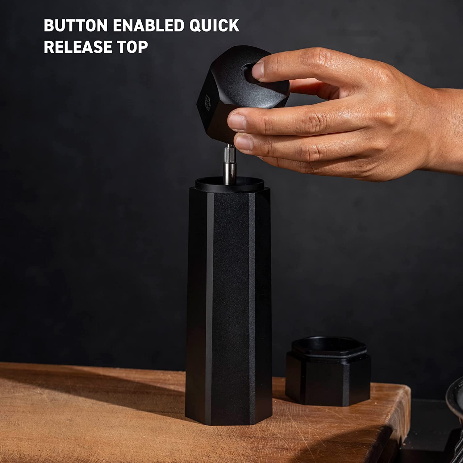 HexClad HexMill on kitchen counter illustrating stylish cookware coordination