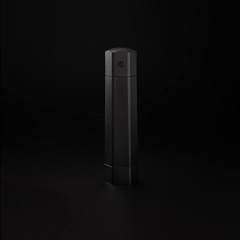 HexClad HexMill side profile highlighting hexagonal milled aluminum body and stability