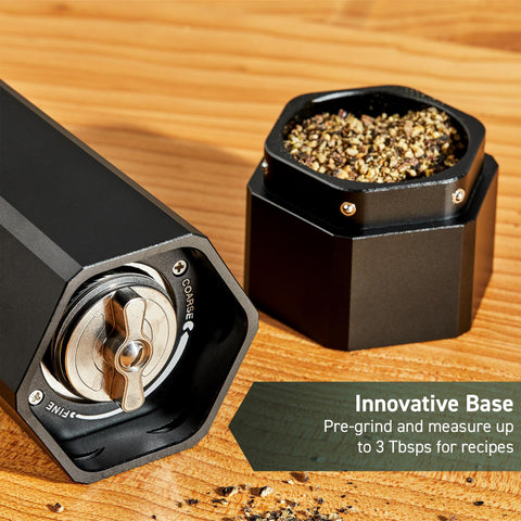 HexClad open mill cap being refilled quickly for convenient use