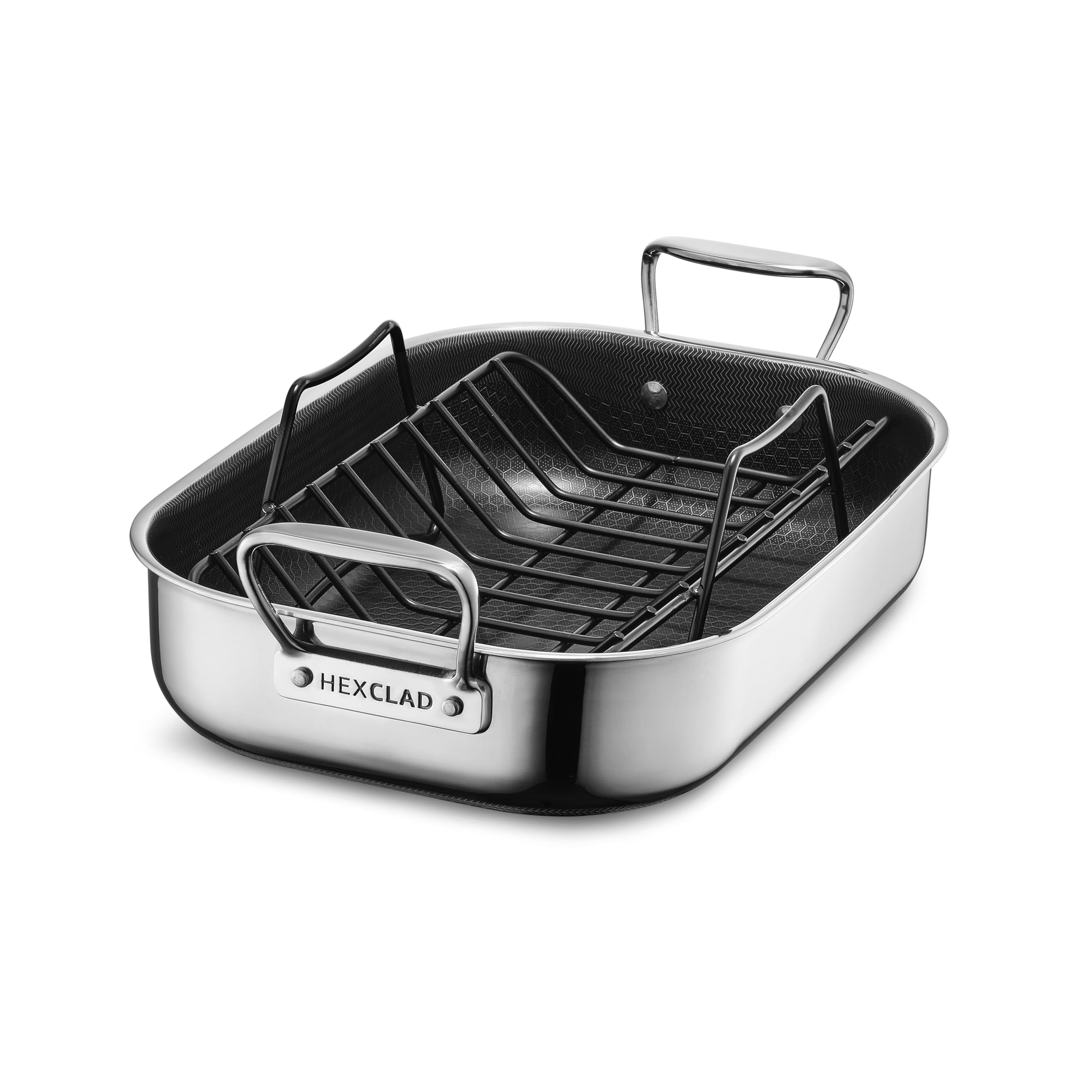 HexClad roaster front view showing sleek finish and durable build