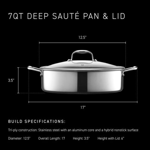 HexClad side profile highlighting pan depth and sturdy handle for large meals