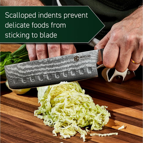 HexClad scale comparison on cutting board showing compact size and practical reach