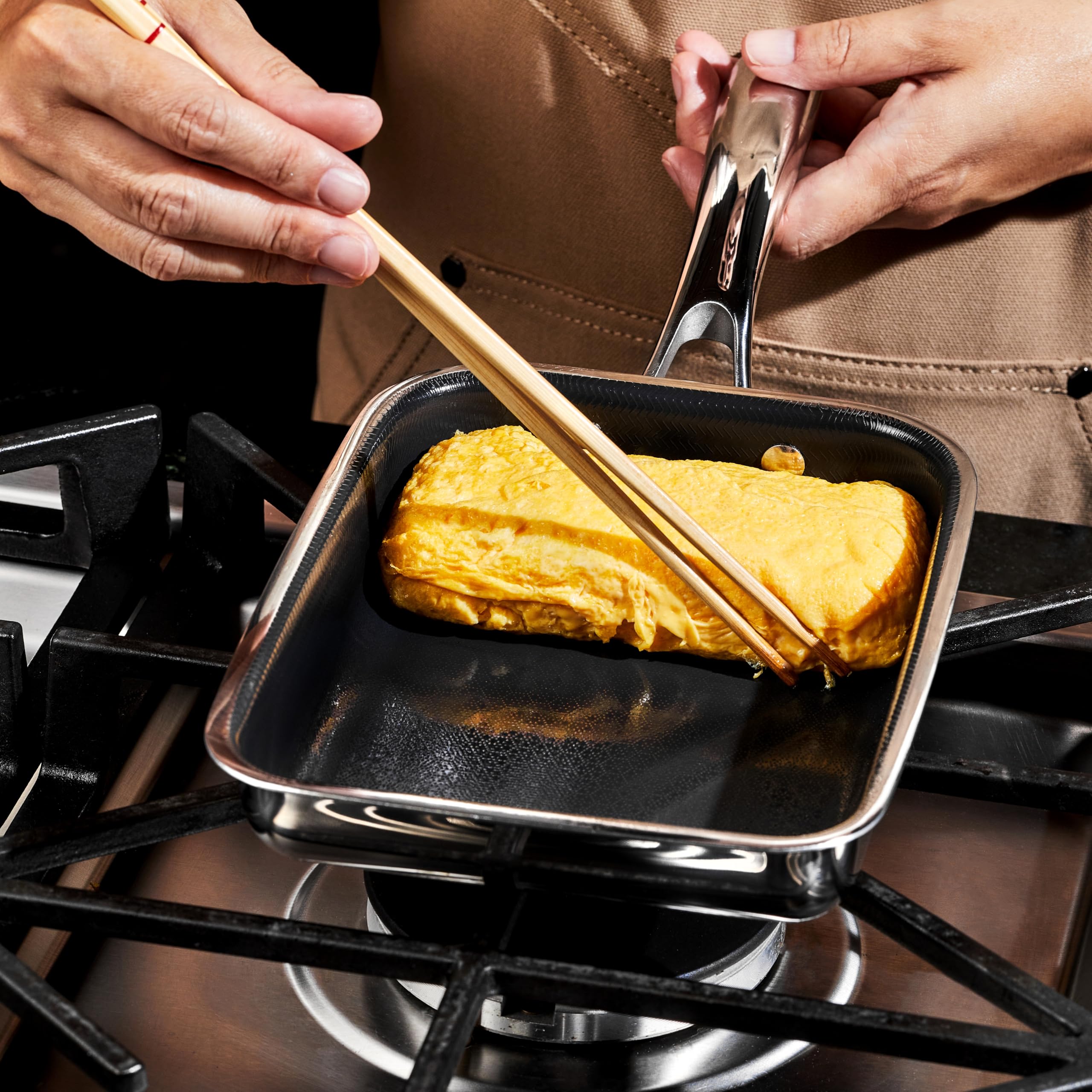 HexClad hexagonal laser-etched texture close-up highlights durable nonstick benefit