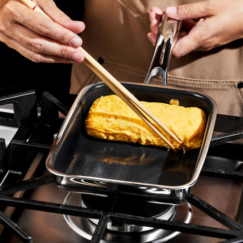 HexClad hexagonal laser-etched texture close-up highlights durable nonstick benefit