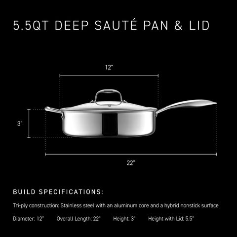 HexClad tempered glass lid detail showing vent and handle for visible, controlled cooking