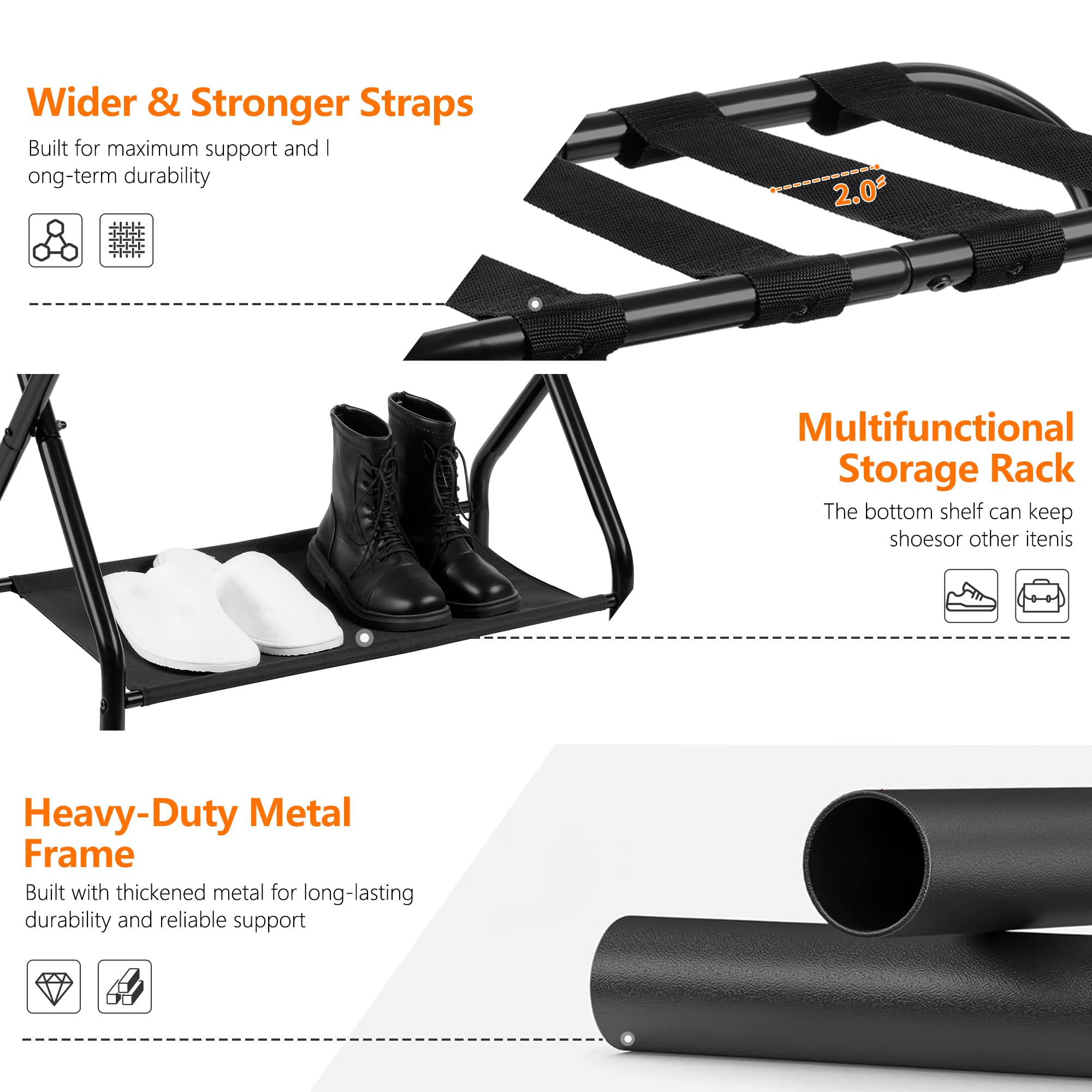 Heybly luggage rack adjustable leg leveler closeup for stable positioning on uneven floors
