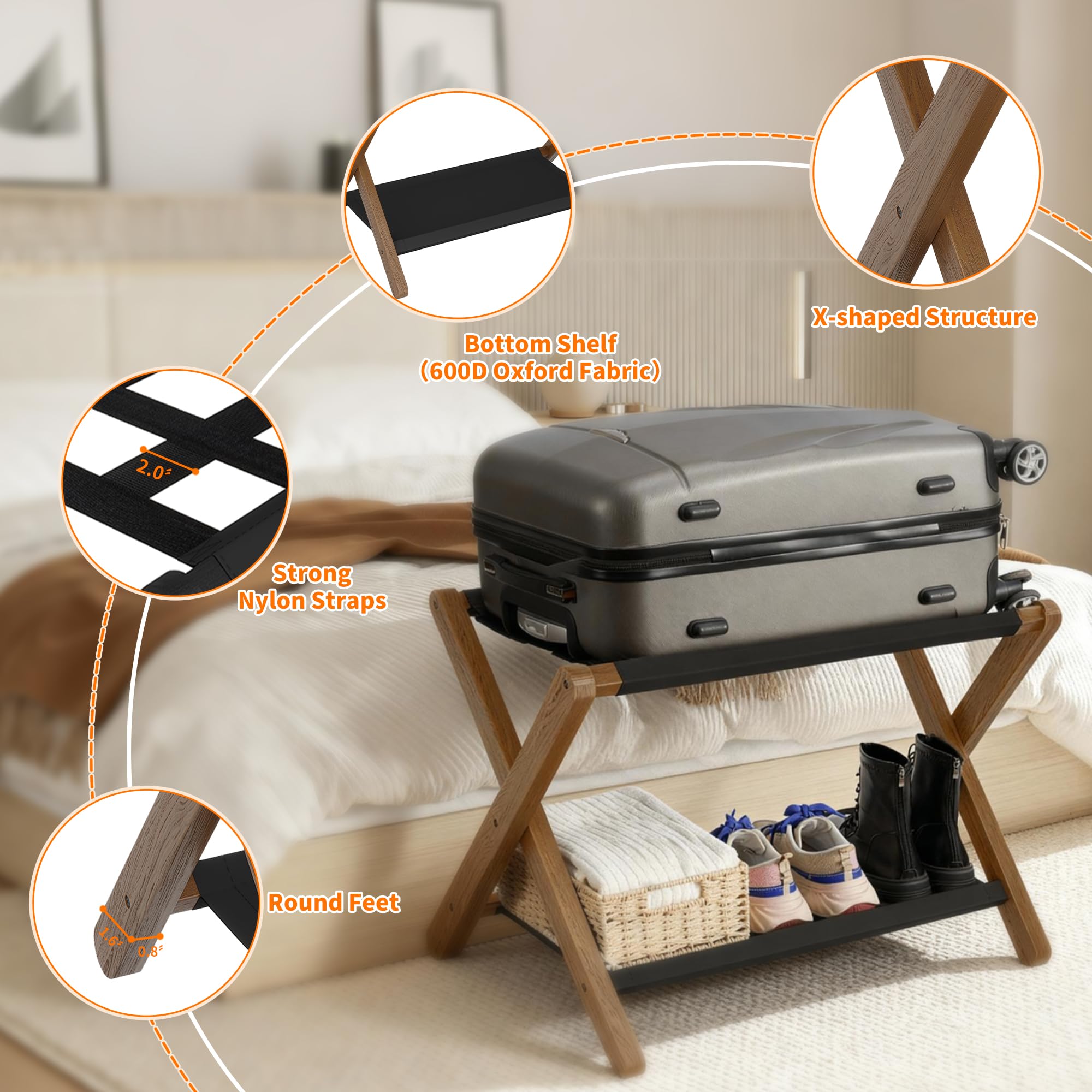 Heybly next to standard suitcase illustrating size compatibility benefit