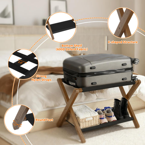 Heybly next to standard suitcase illustrating size compatibility benefit