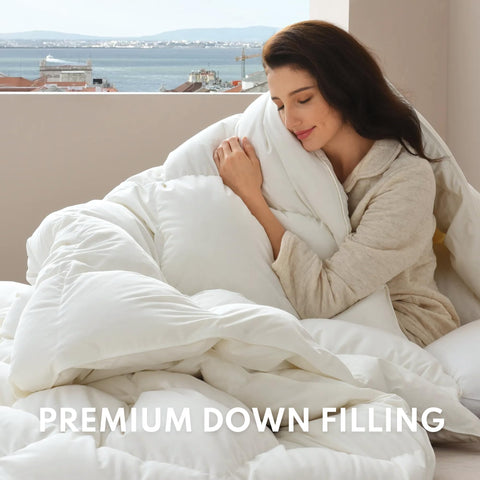 HEYCUZI detailed view of loft and fill demonstrating lightweight plush comfort