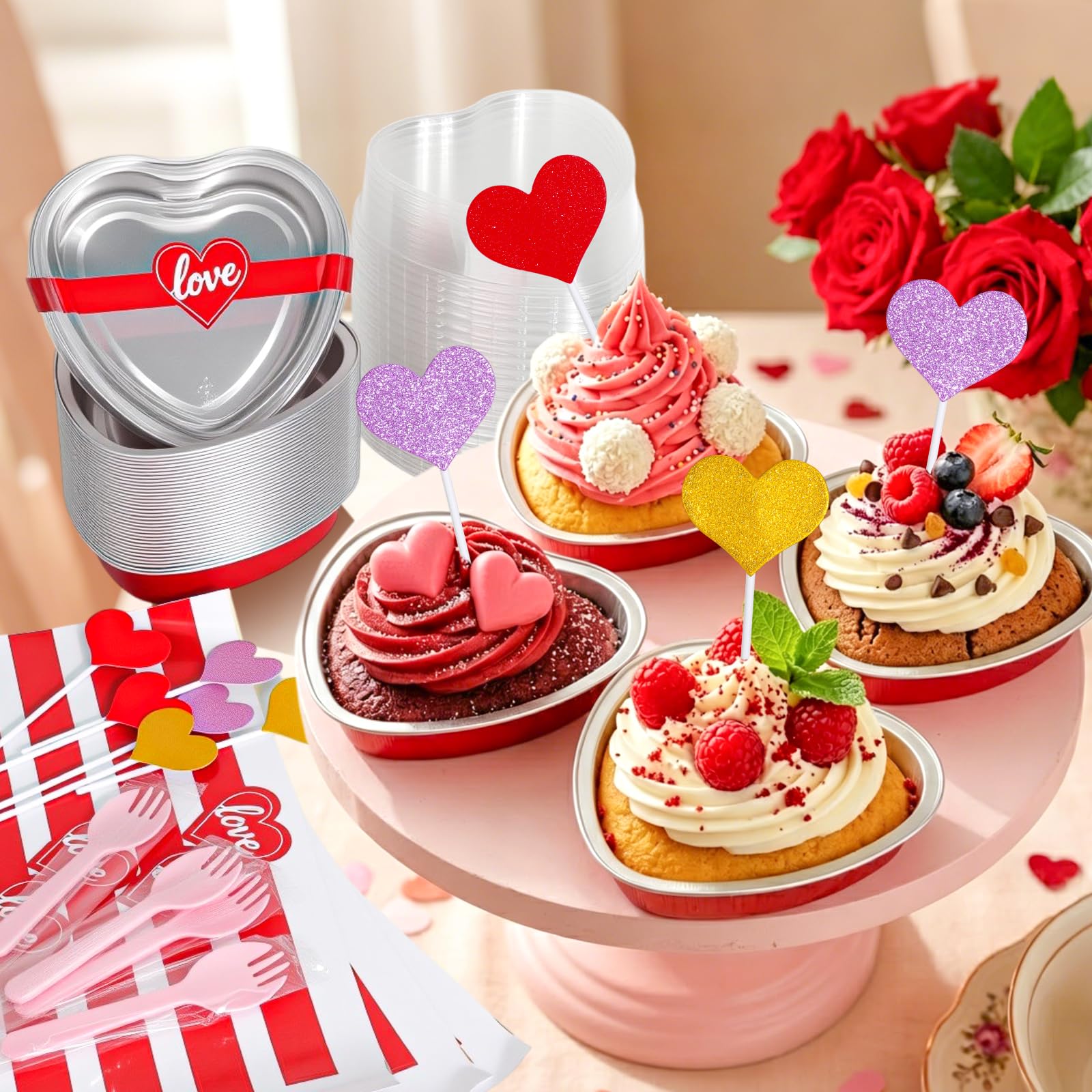 HEYYUMI baked red velvet cupcake in heart pan showing presentation benefit
