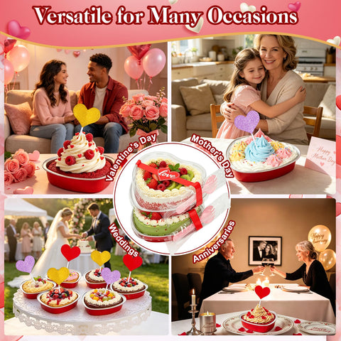 HEYYUMI stacked heart pans at event showing easy display and serving benefit