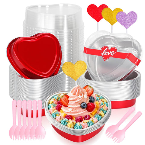 HEYYUMI front view of 25-pack heart pans showing packaging and quantity benefit
