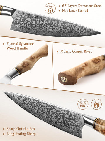 HEZHEN close-up of Damascus pattern highlighting durable layered steel
