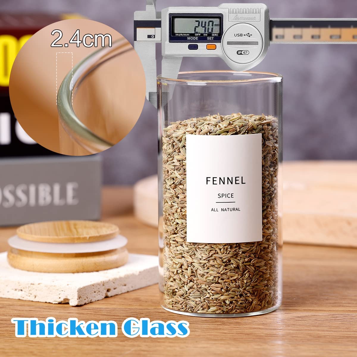 HHMJSM jar held in hand to show 8oz capacity and space-saving benefit