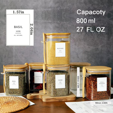HHMJSM labeled jars arranged on pantry shelf demonstrating tidy organization
