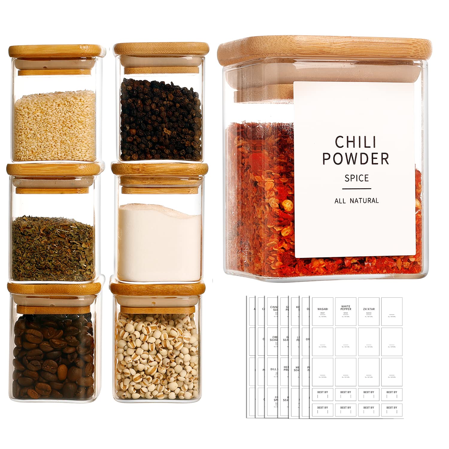HHMJSM stacked pantry display illustrating space-saving square jars and uniform look