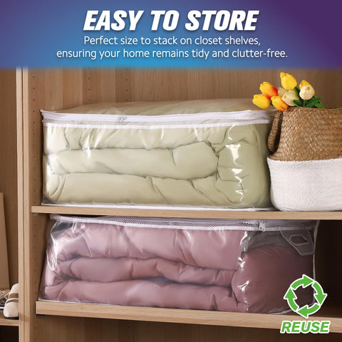 HIBAG arranged in closet for tidy organization and quick content identification benefit