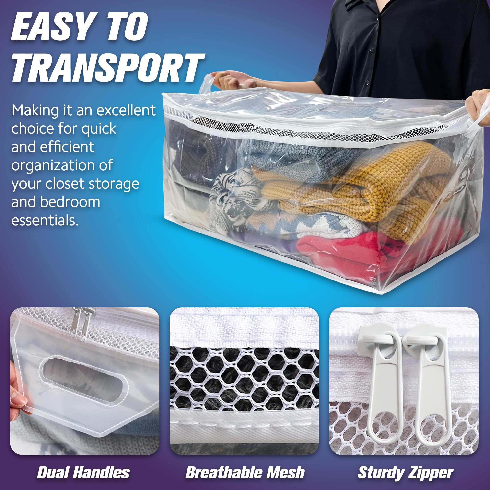 HIBAG folded flat into a neat stack highlighting easy off-season storage benefit