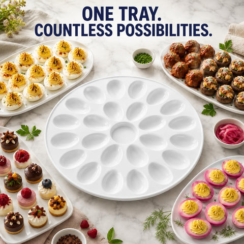 HIC Kitchen platter holding shrimp and hors d'oeuvres showing versatile serving options benefit