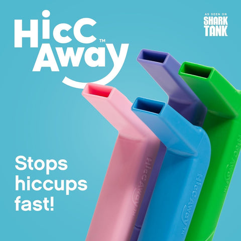 Child using HICCAWAY under supervision illustrating family-friendly, safe hiccup aid