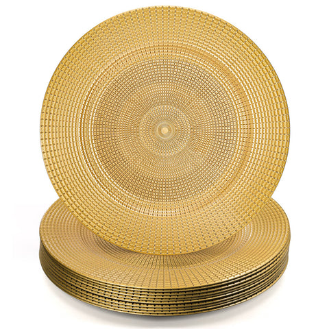 Hiceeden front view of gold charger plate showing elegant finish and instant table upgrade