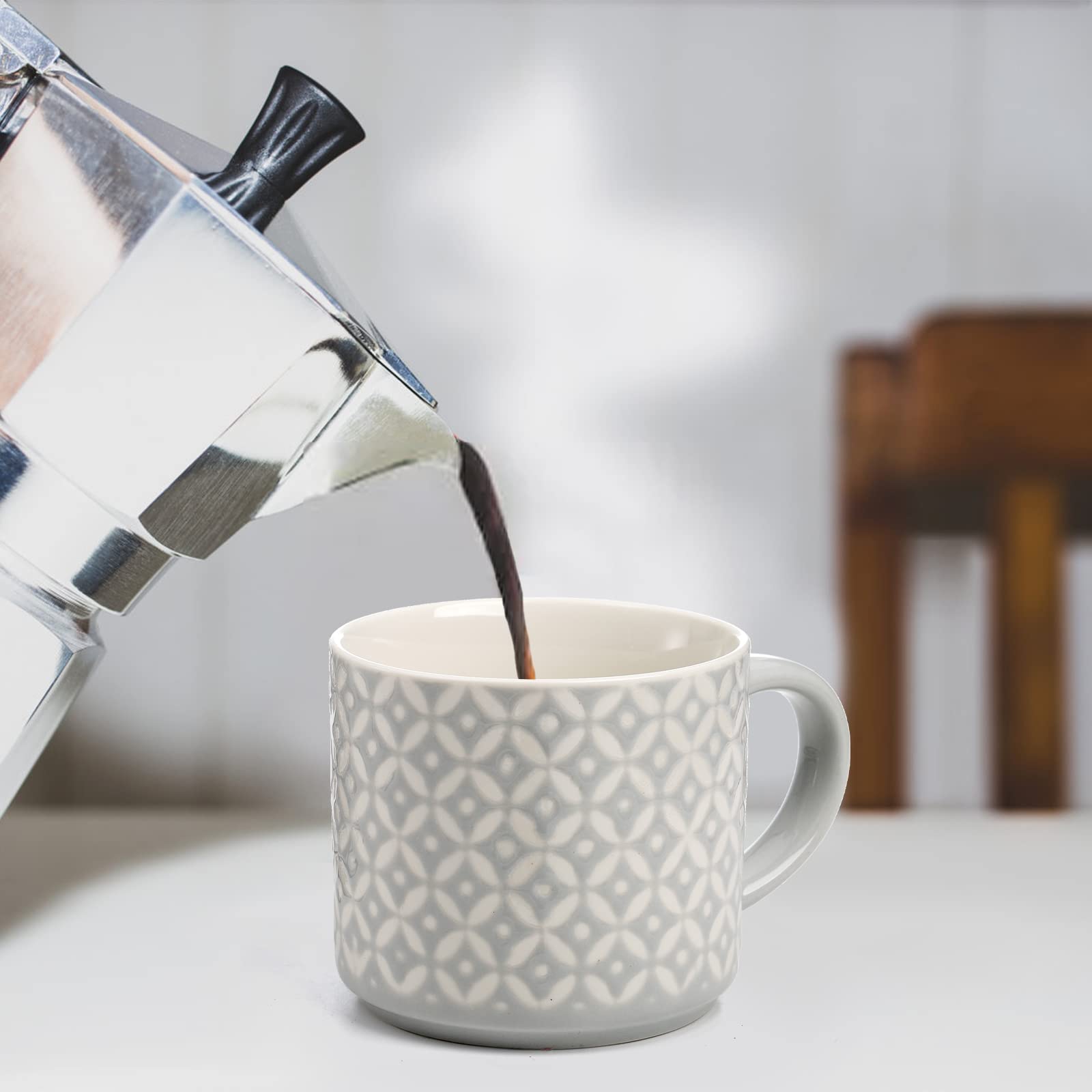 Hiceeden mug filled with latte demonstrating everyday serving use
