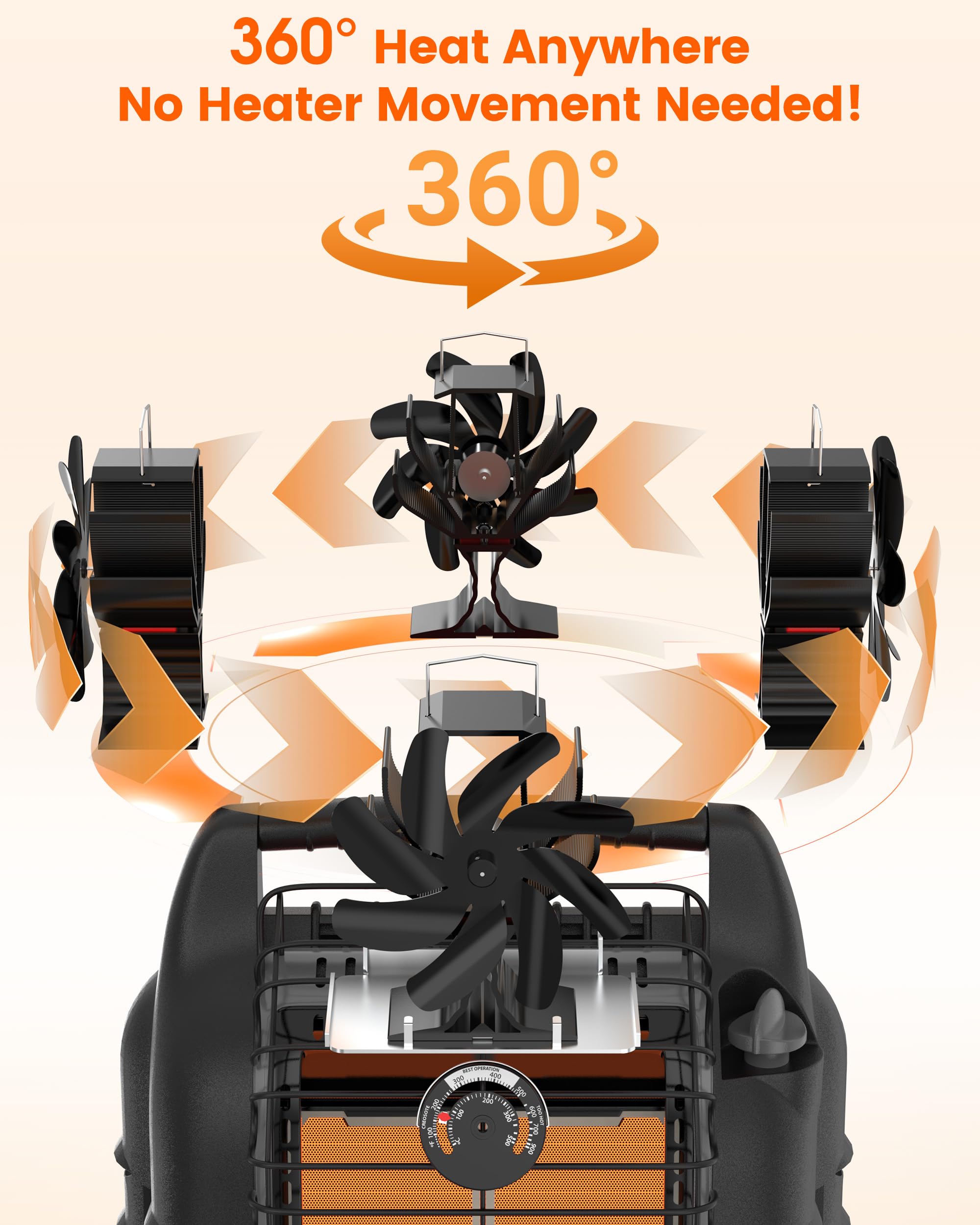 HIDALIFE hand next to fan showing compact size and easy placement