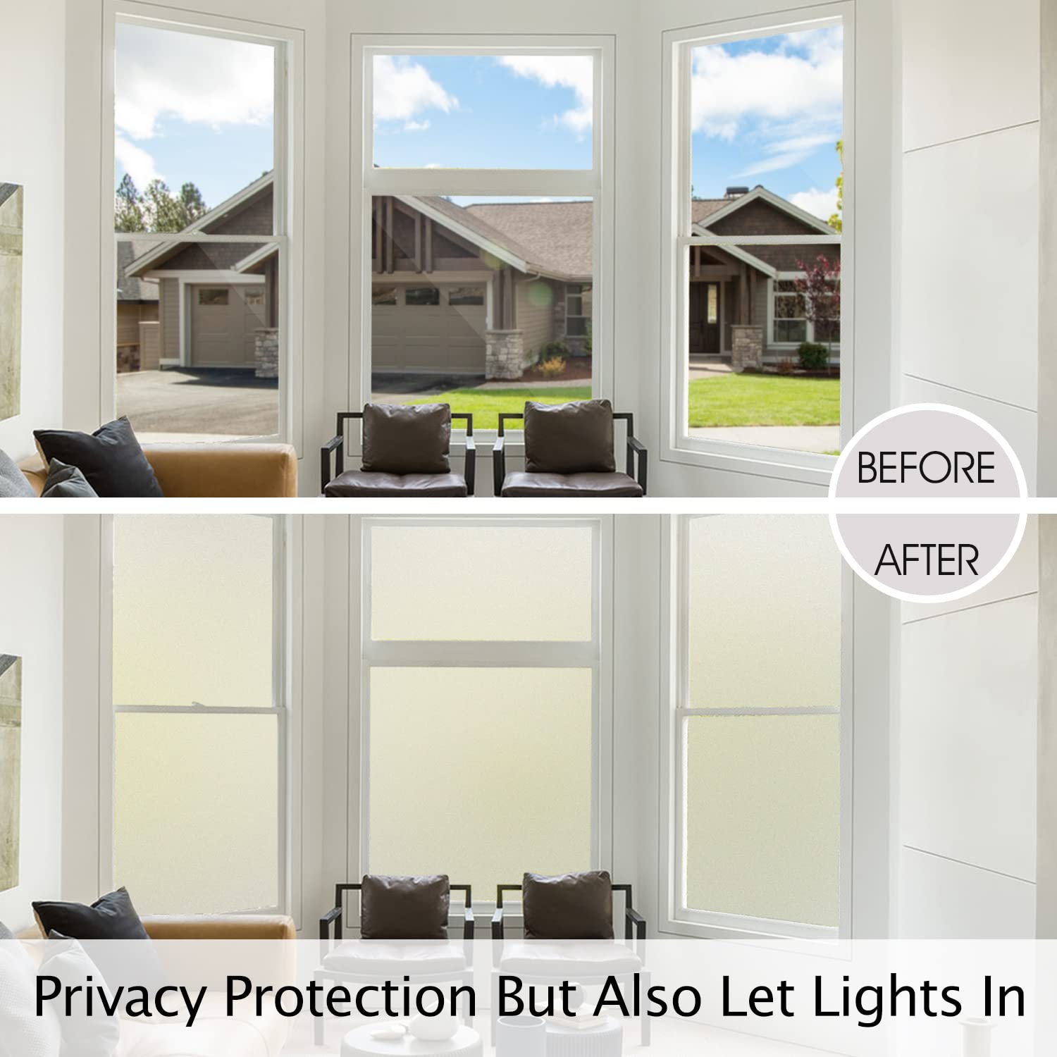 HIDBEA applied on bathroom window providing immediate privacy benefit
