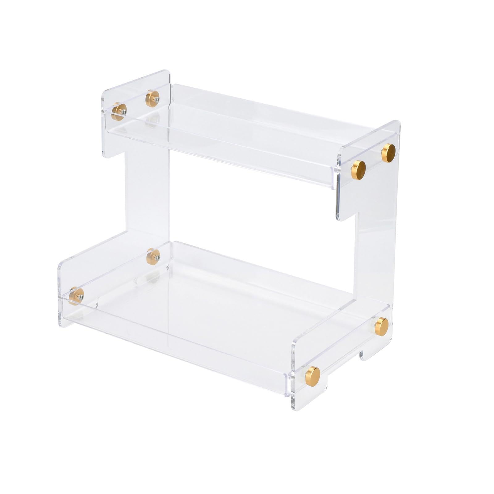 Hiendure clear vanity front view showing neat countertop organization benefit
