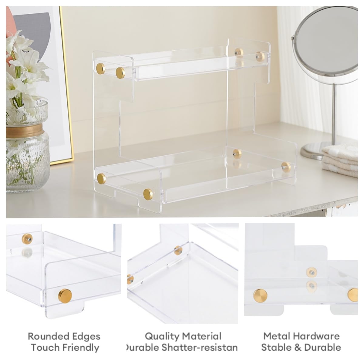 Hiendure organizer in use on bathroom counter showing quick-access benefit