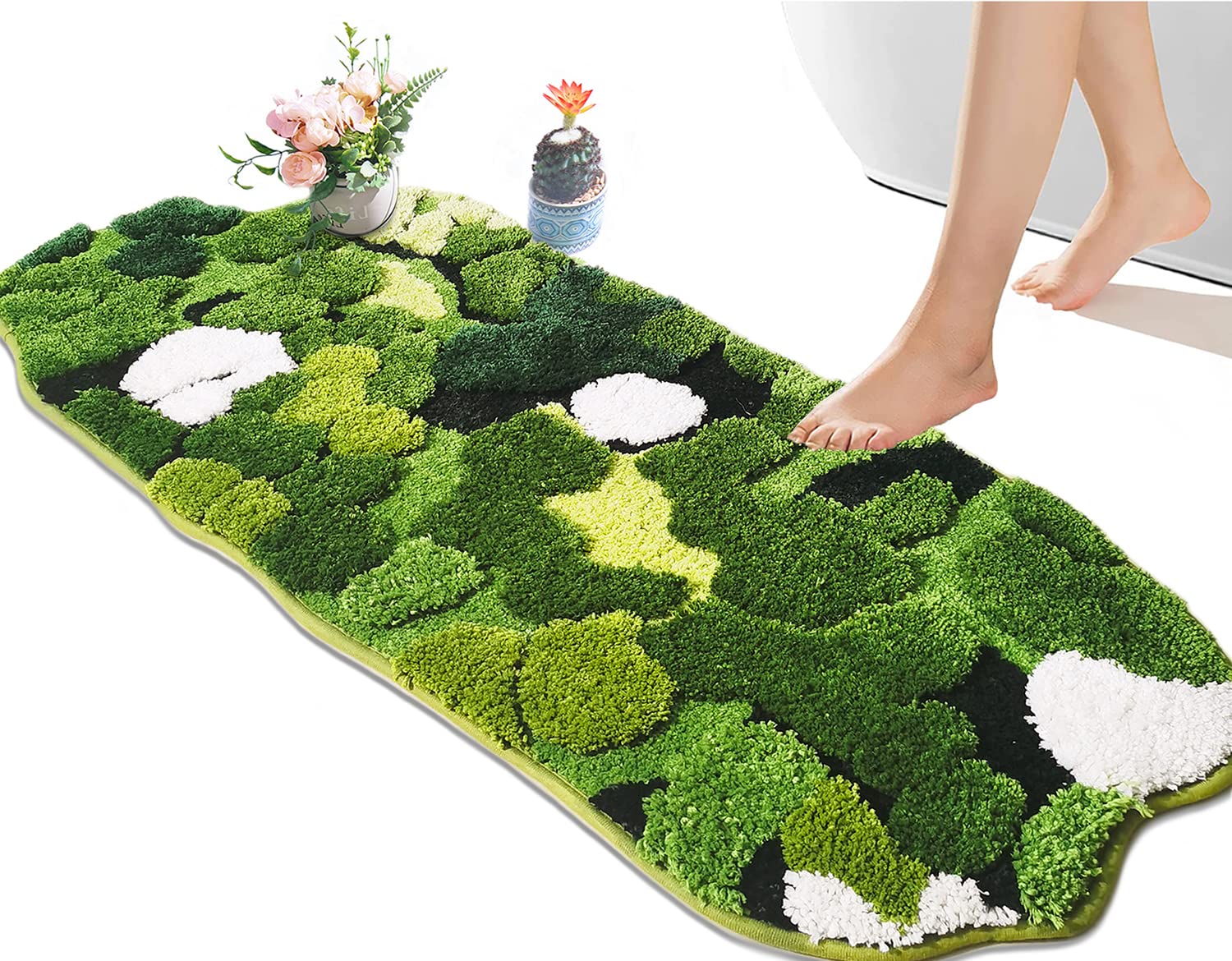 Hifuwan front view of green moss runner showing full design and color benefit