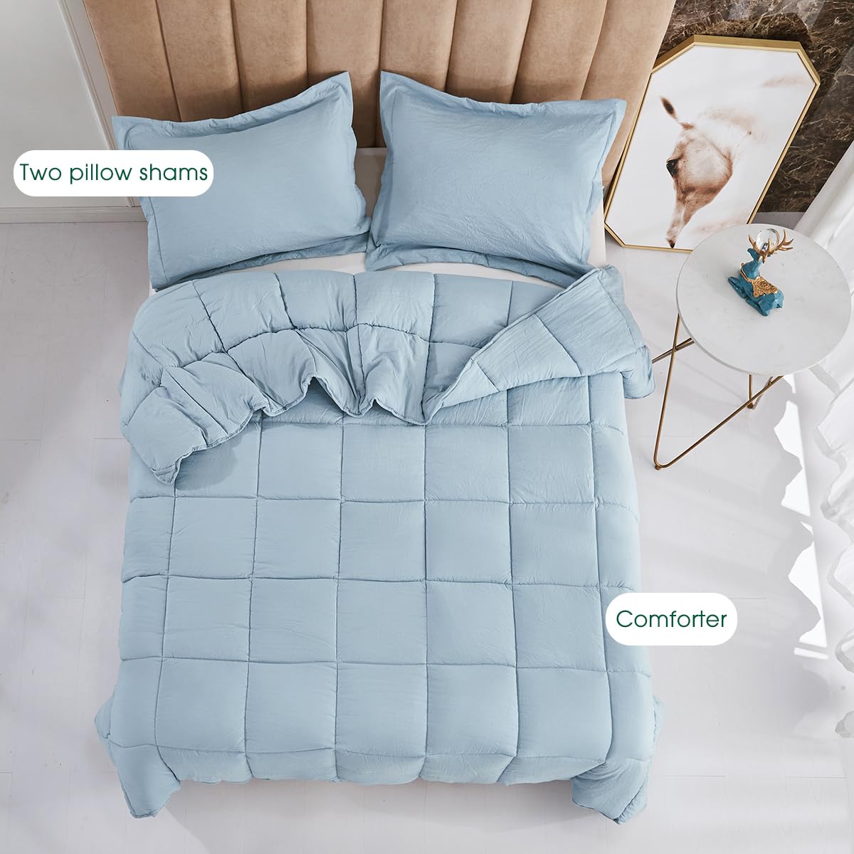 HIG styled bedroom with queen comforter illustrating how the set elevates room decor