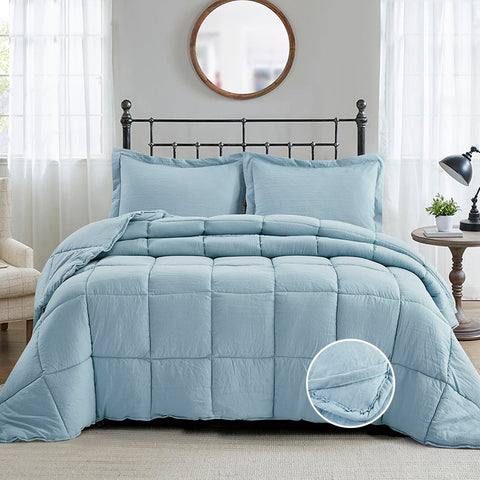 HIG folded comforter with scale showing compact storage and easy handling benefit