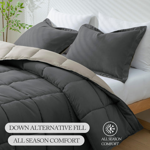 HIG comforter on bed in styled bedroom highlighting ready-to-use aesthetic benefit