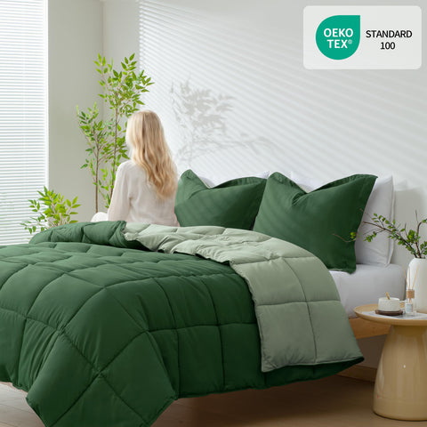 HIG folded comforter beside ruler showing queen size dimensions clearly