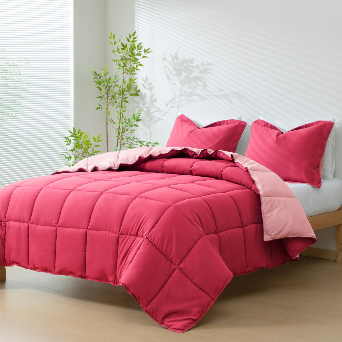 HIG hot pink comforter front view showing bold color and instant style