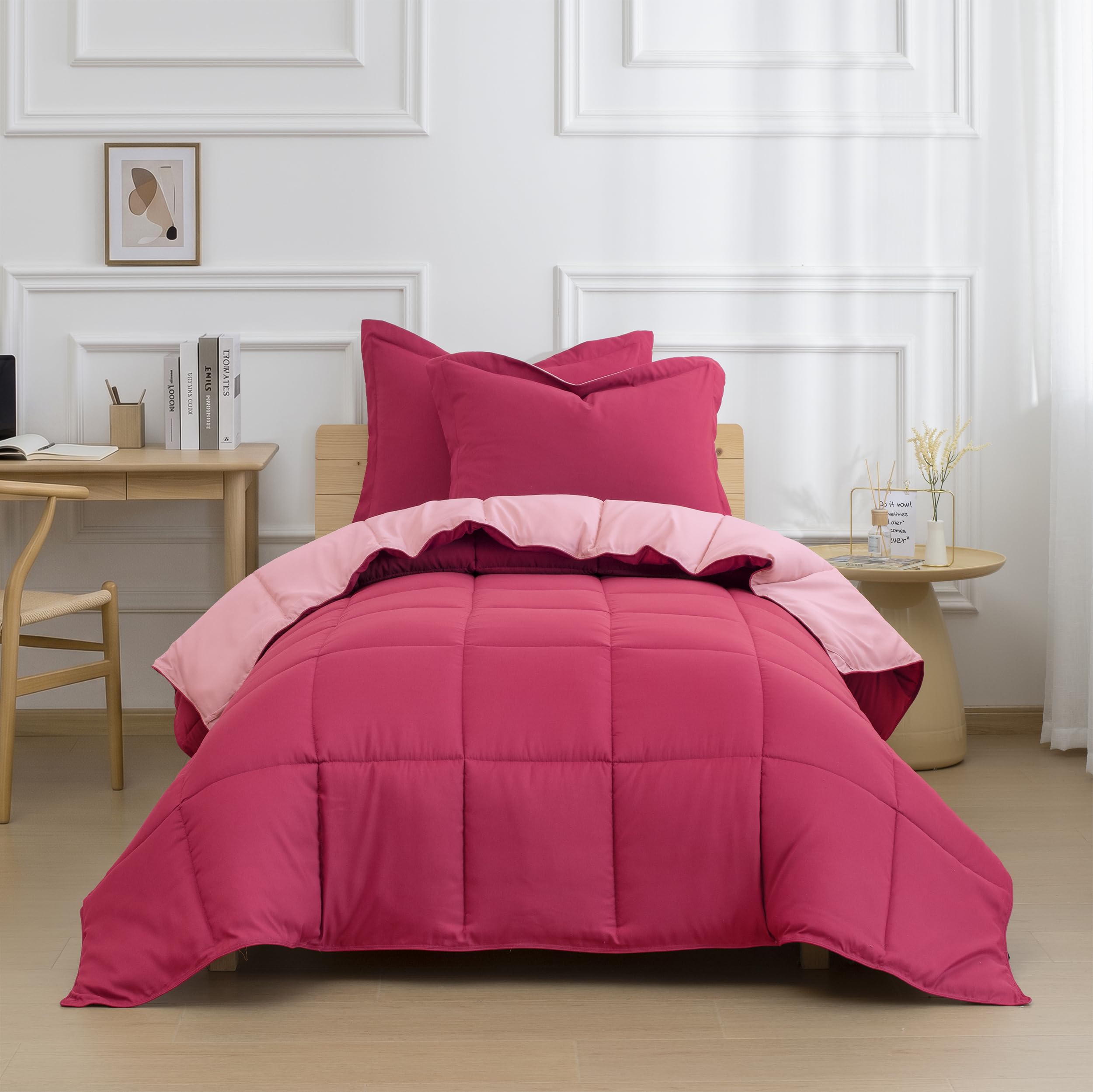 HIG hot pink comforter front view showing vibrant color and bold style benefit