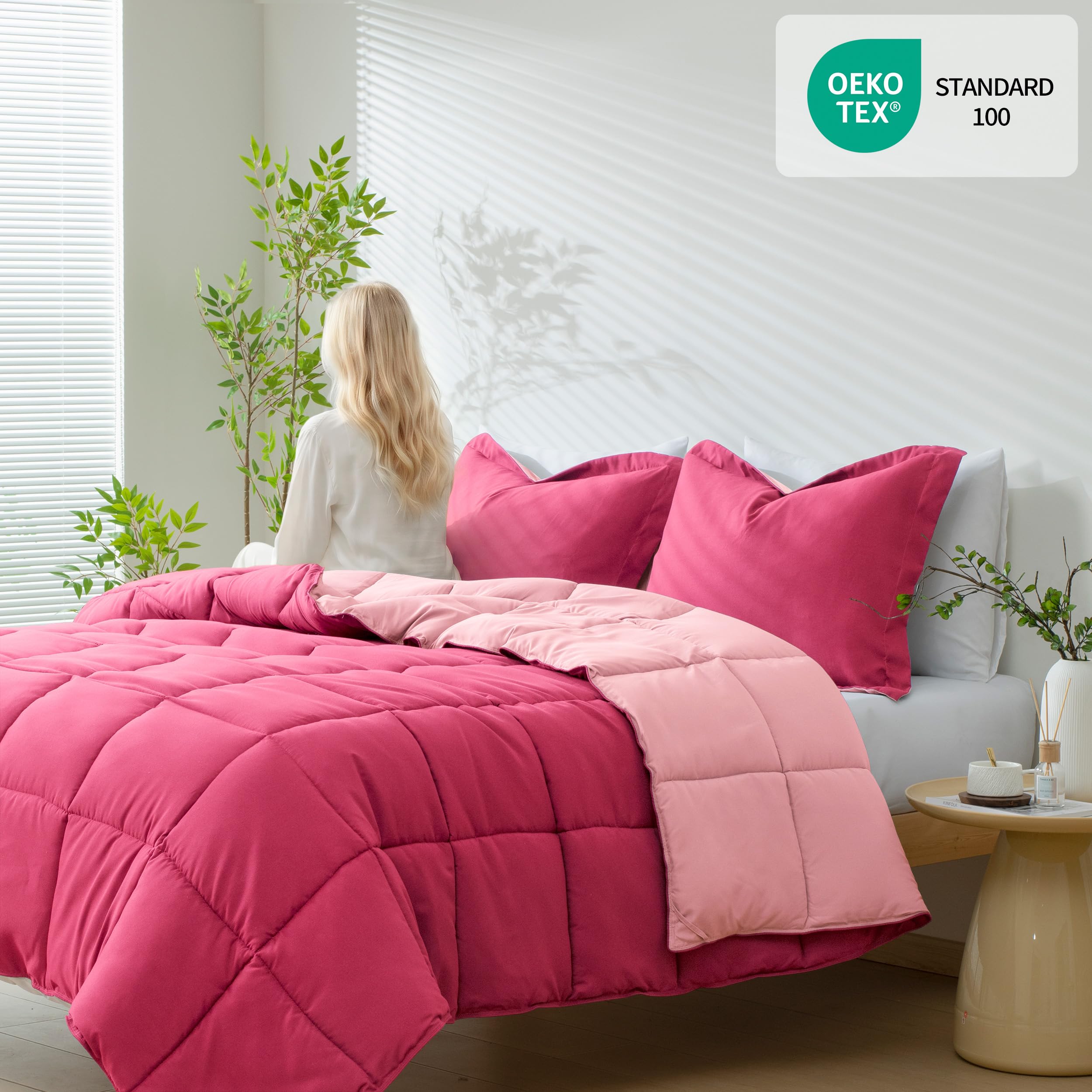 HIG comforter on a styled full bed showing how it updates a room