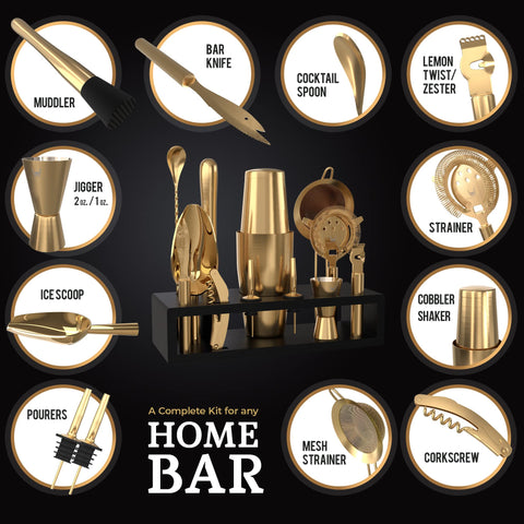 Highball & Chaser black bamboo stand front showing sturdy food-safe storage